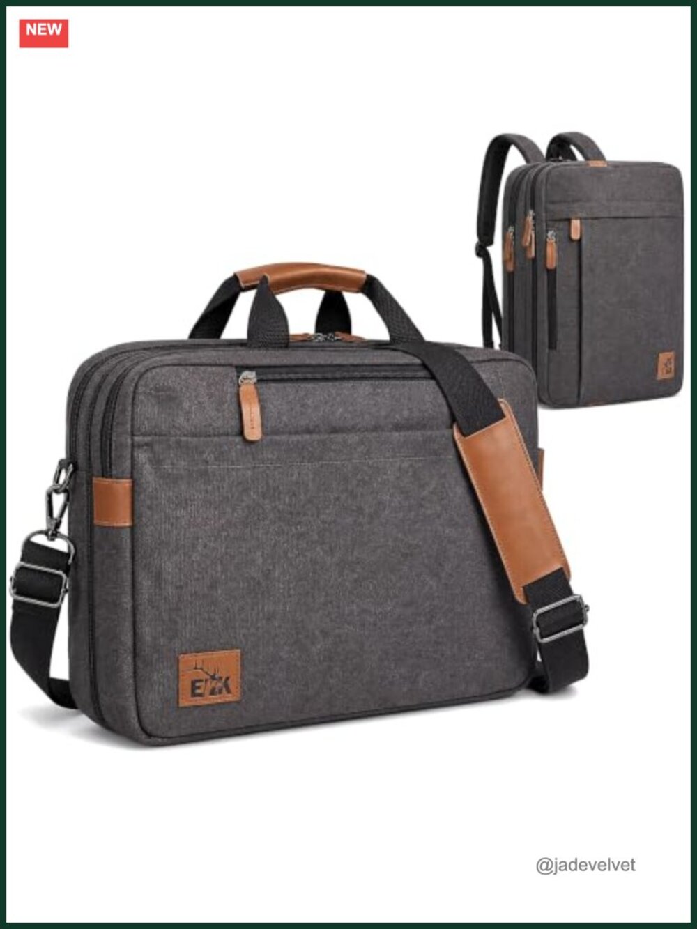 3-in-1 Convertible Laptop Backpack Briefcase Messenger Bag Fits 17.3"